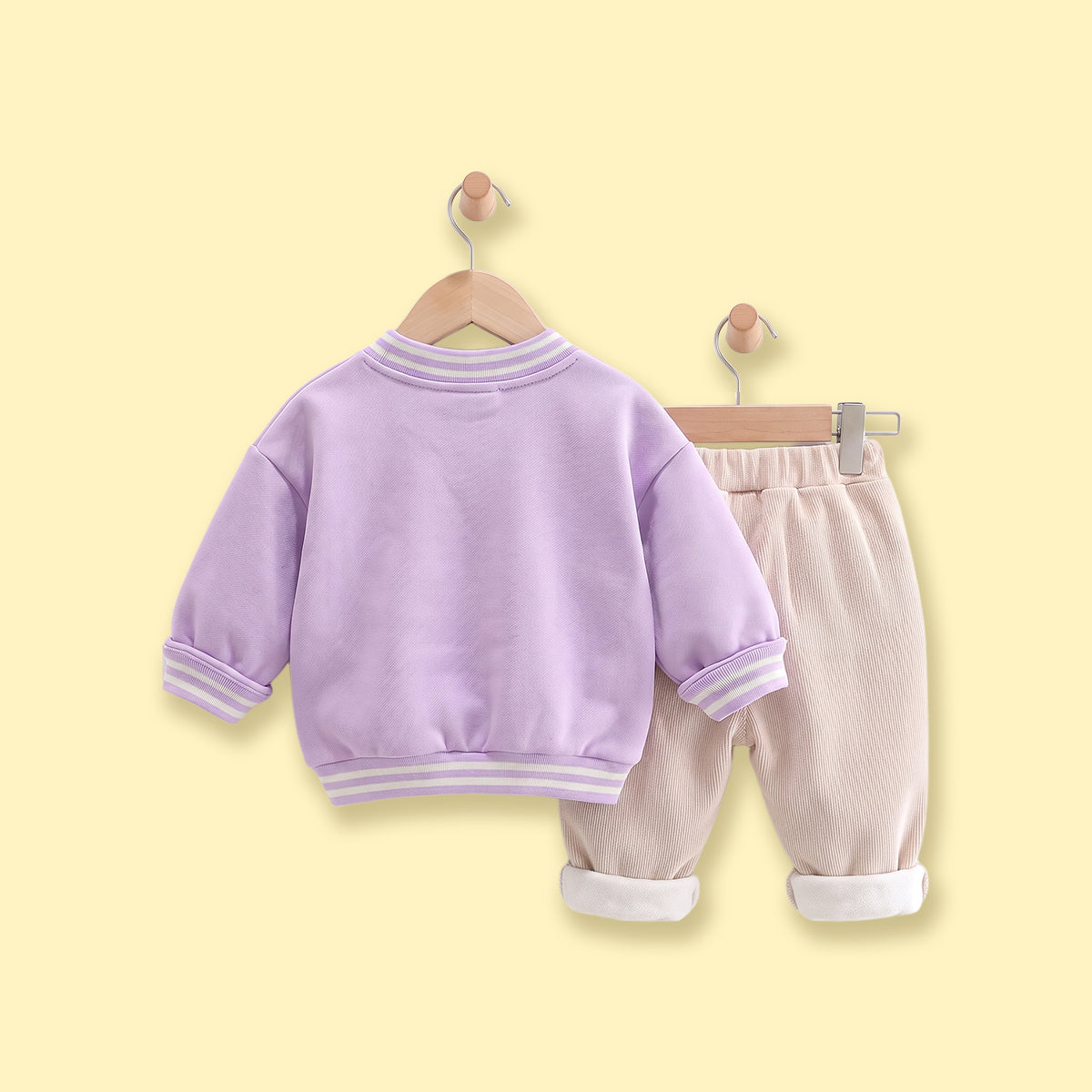 Girls Purple Bunny Applique Sweatshirt & Pants Sets Sets