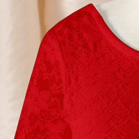 Girls Red Long Sleeves Fit & Flare Party Dress With Lace & Tulle Overlay Party Dresses