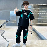 Boys Black Typographic Printed T-Shirt With Joggers Co-ord Sets