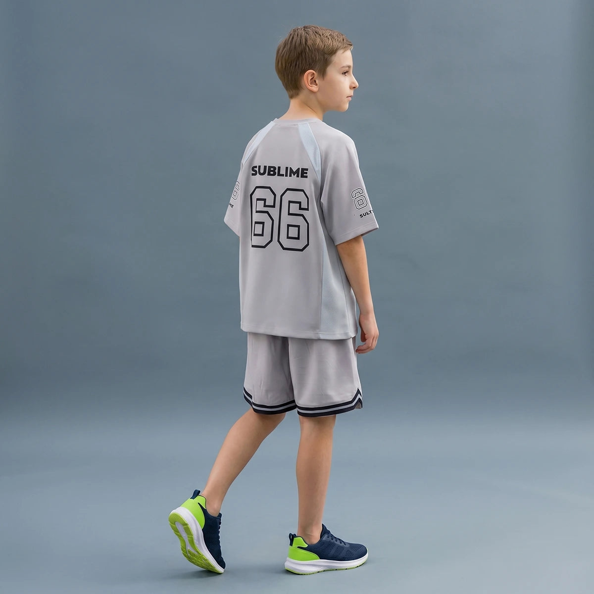 Boys Light Grey Graphic Print Short Sleeve T-Shirt With Shorts Sets 2 pc. Sets