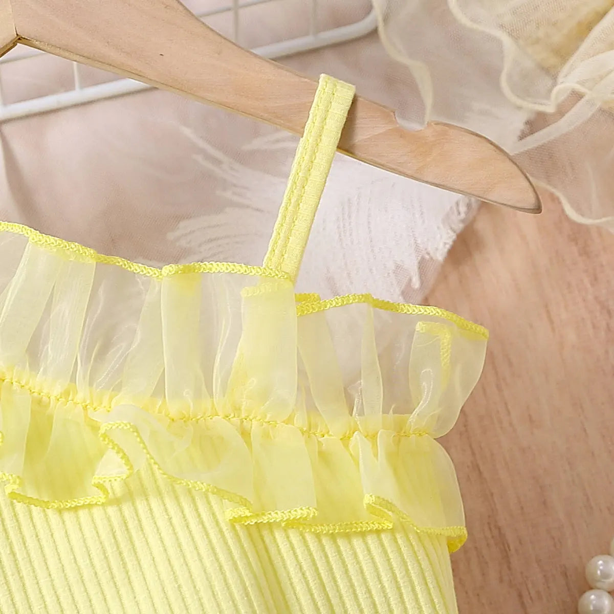 Girls Yellow Ribbed One Shoulder Top With Pleated Skirt Sets 2 pc. Sets