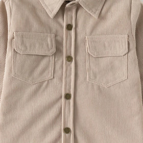 Boys Beige Corduroy Long Sleeves Shirts Shirts