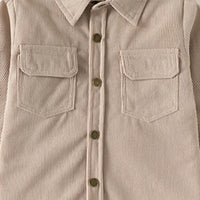 Boys Beige Corduroy Long Sleeves Shirts Shirts