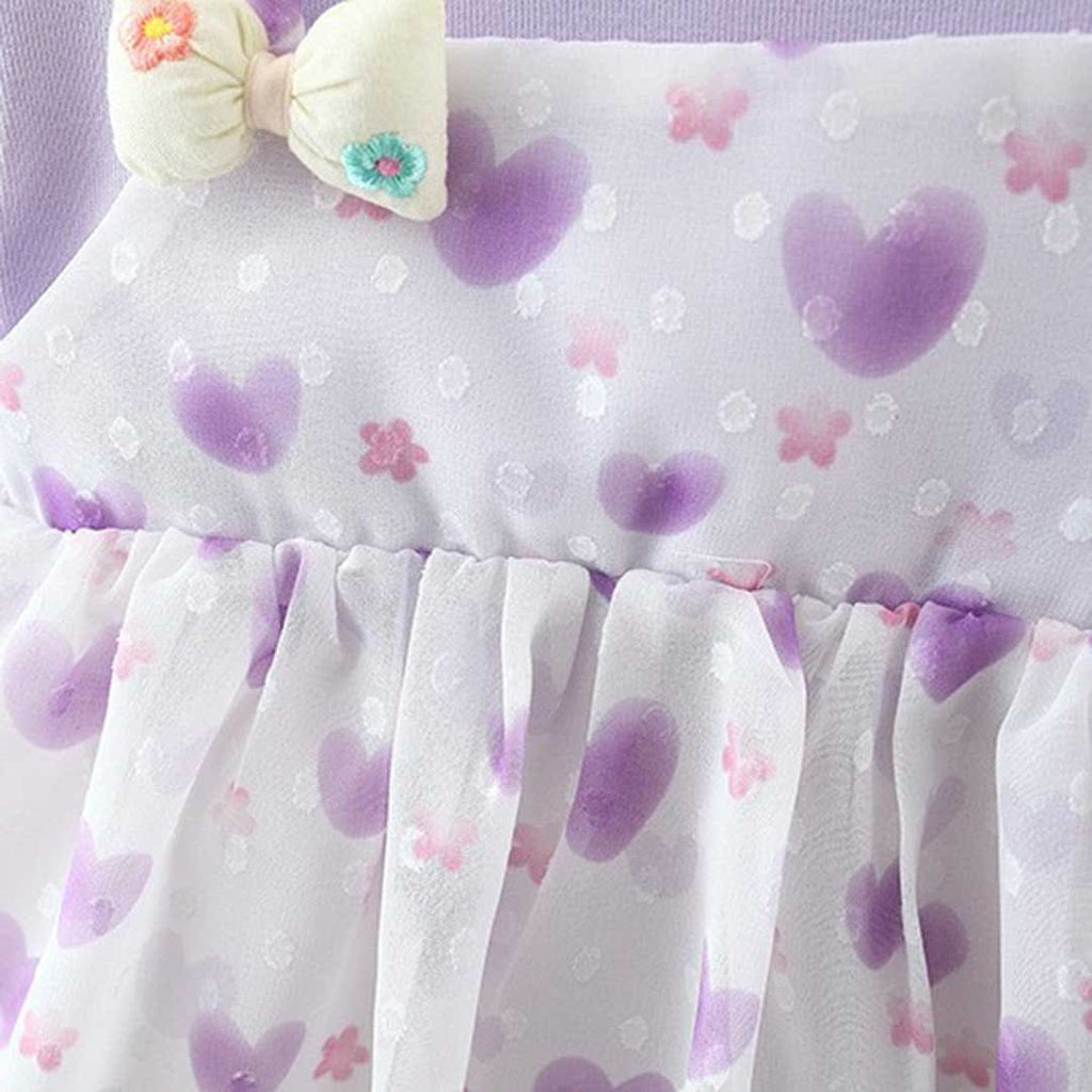 Girls Heart Print Swiss Dot Casual Dress Casual Dresses   