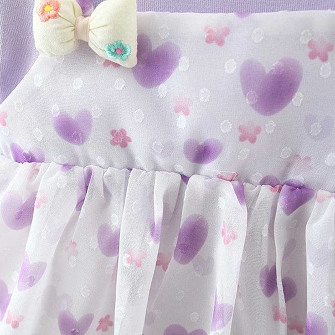 Girls Heart Print Swiss Dot Casual Dress Casual Dresses   