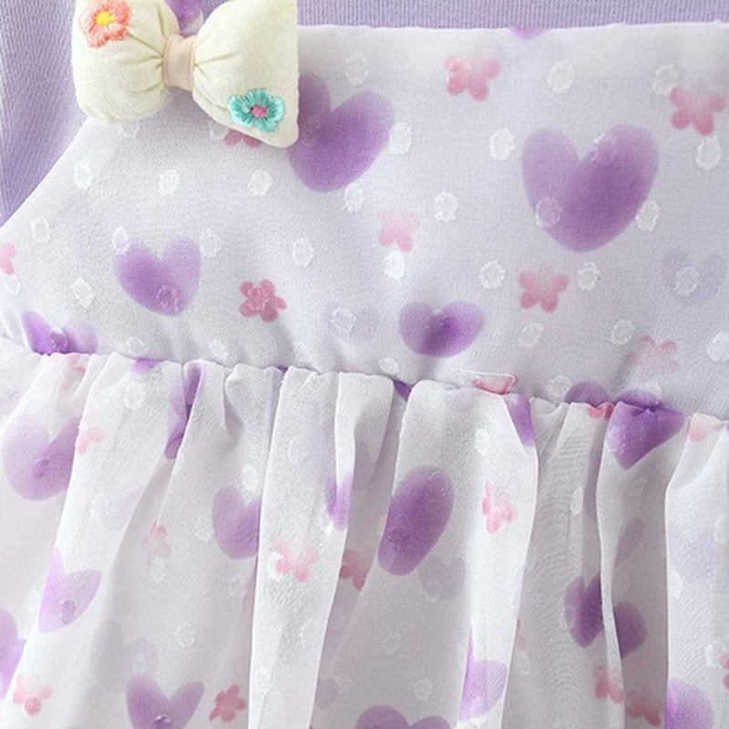 Girls Heart Print Swiss Dot Casual Dress Casual Dresses   