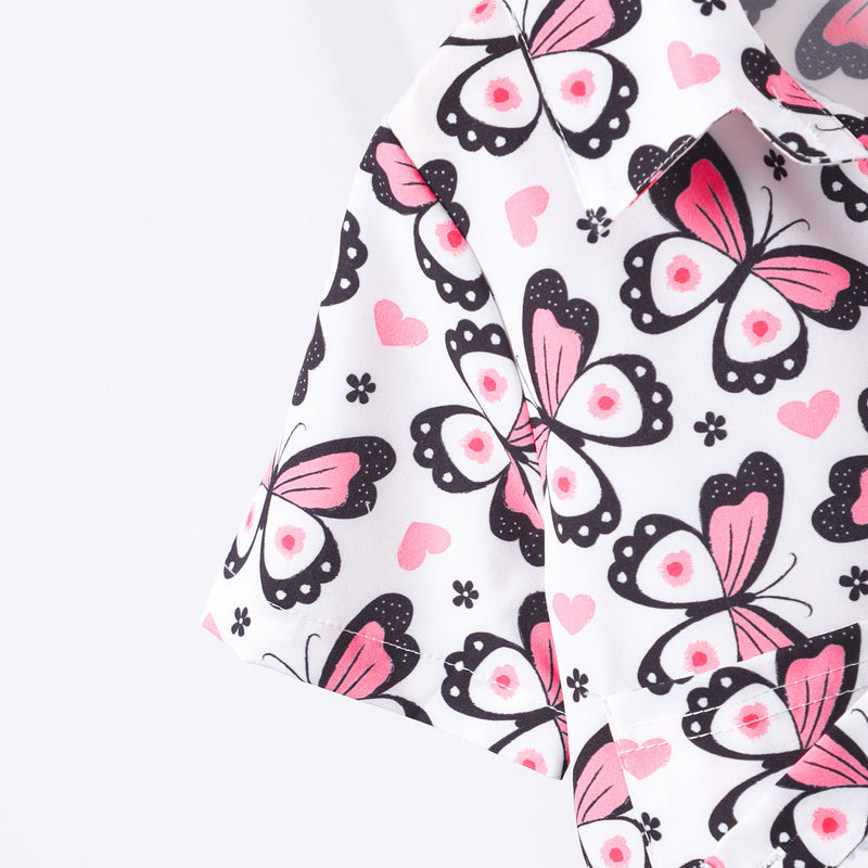 Girls Multicolor Butterfly Printed Shirt With Shorts Set 2 pc. Sets