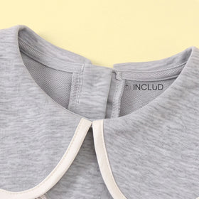 Girls Grey Bow Applique Crop Sweatshirt & Skirt Co-ord Sets Sets