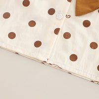Girls Brown Polka Dot Printed Top With Bow and Pants Set 2 pc. Sets