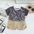 Boys Dark Grey Crocodile Printed T-Shirt With Shorts Set 2 pc. Sets Dark Grey 1-2 Y