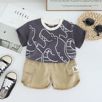 Boys Dark Grey Crocodile Printed T-Shirt With Shorts Set 2 pc. Sets Dark Grey 1-2 Y