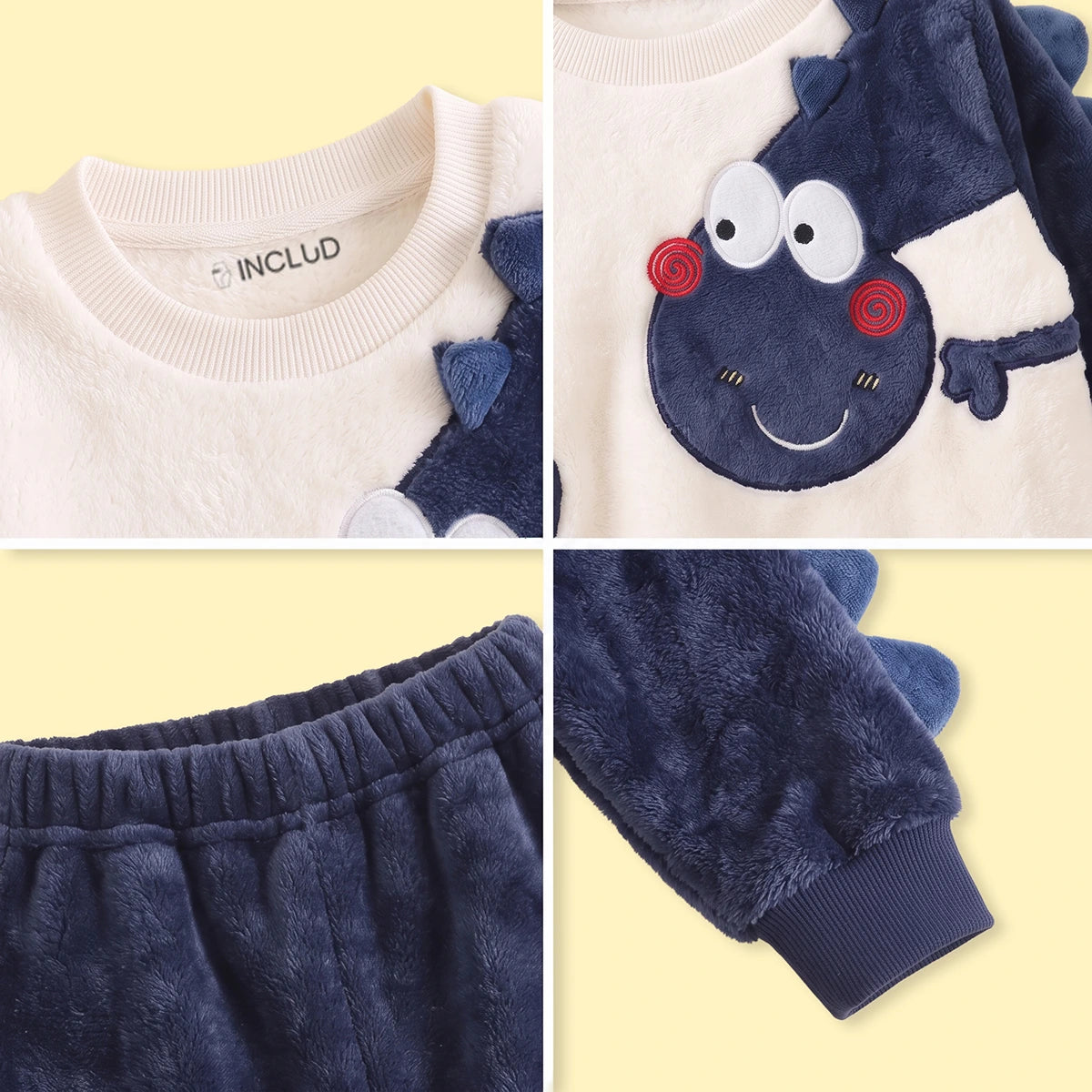 Boys Navy Blue Dinosaur Applique Fleece Sweatshirt With Pants Sets 2 pc. Sets