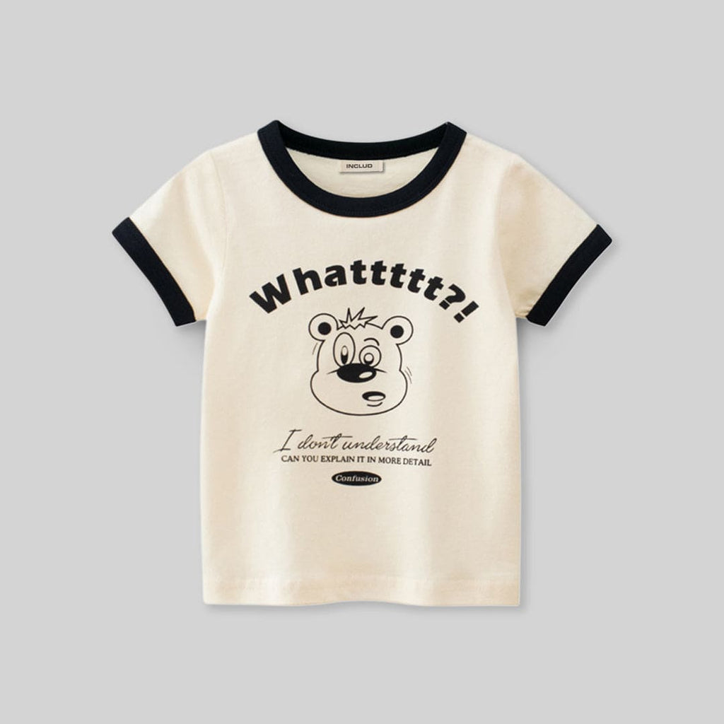 Girls Typography Print Short Sleeves T-shirt Tshirts   