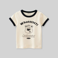 Girls Typography Print Short Sleeves T-shirt Tshirts   