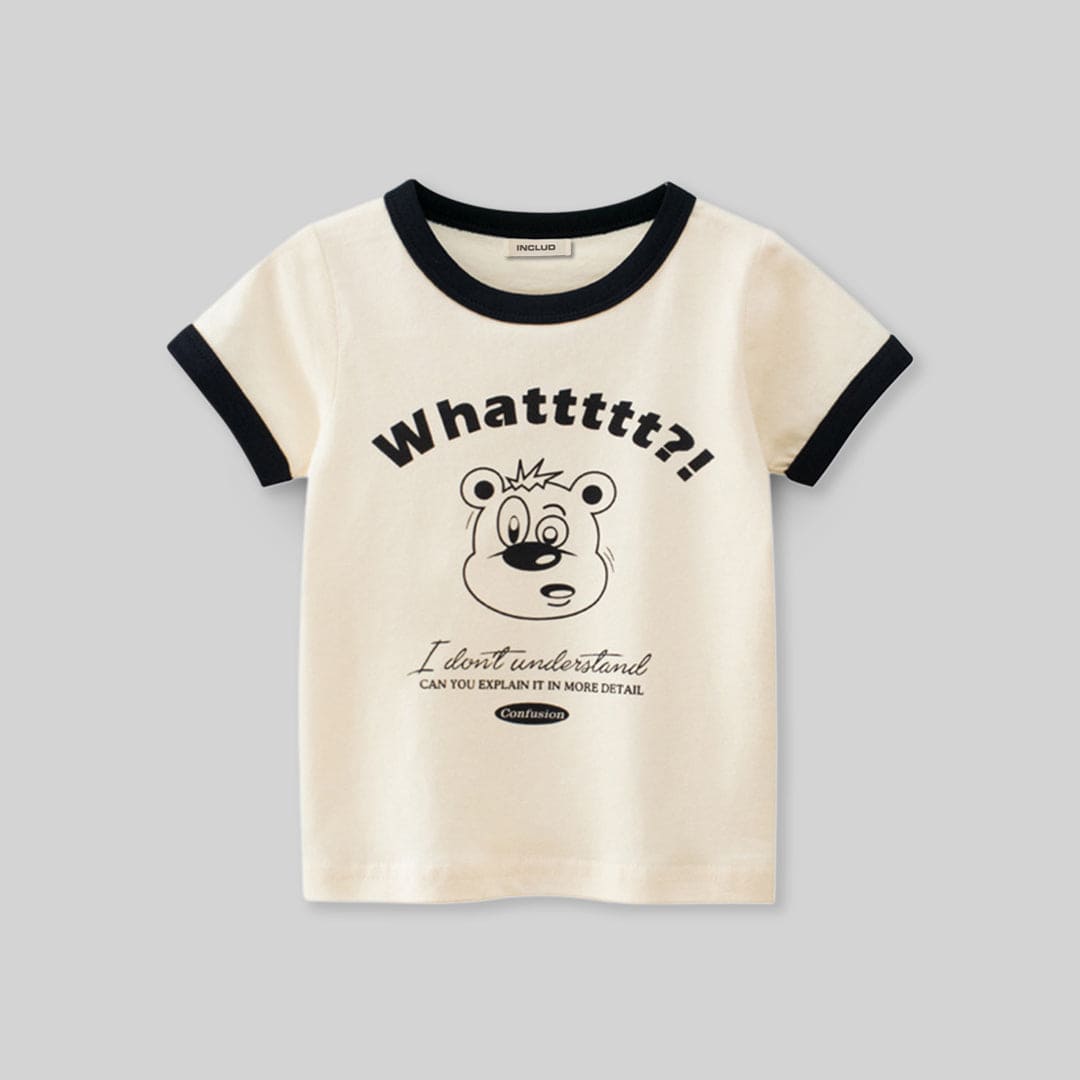 Girls Typography Print Short Sleeves T-shirt Tshirts   
