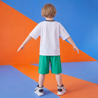 Boys Green Printed Short Sleeve T-shirt with Shorts Sets 2 pc. Sets