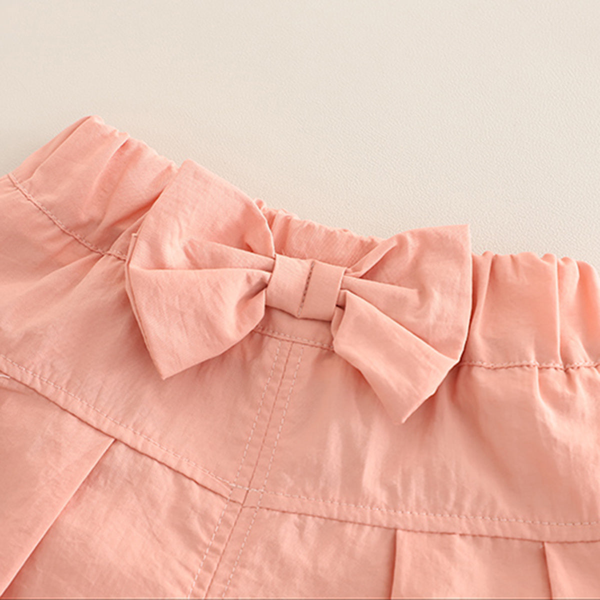 Girls Short Sleeves Appliqued Top With Peach Pleated Shorts Set 2 pc. Sets