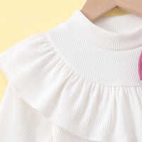 Girls Dark Pink Bow Applique Long Sleeve Top with Skirt Sets 2 pc. Sets
