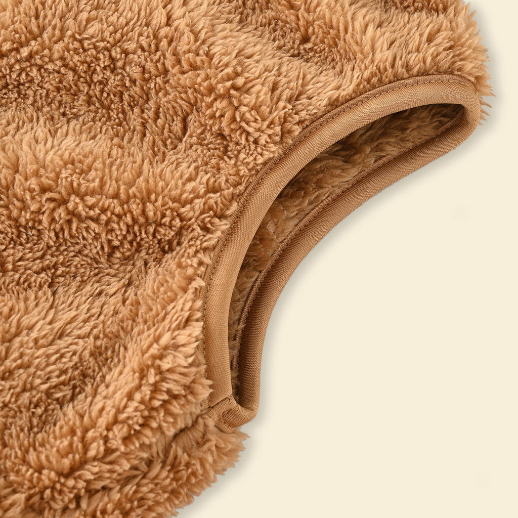 Girls Brown Fleece Front Zipper Sleeveless Winter Jacket Coats & Jackets