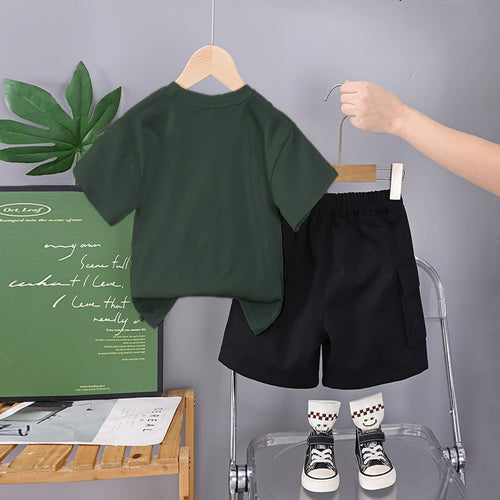 Boys Dinosaur Printed Green T-Shirt With Shorts Set 2 pc. Sets