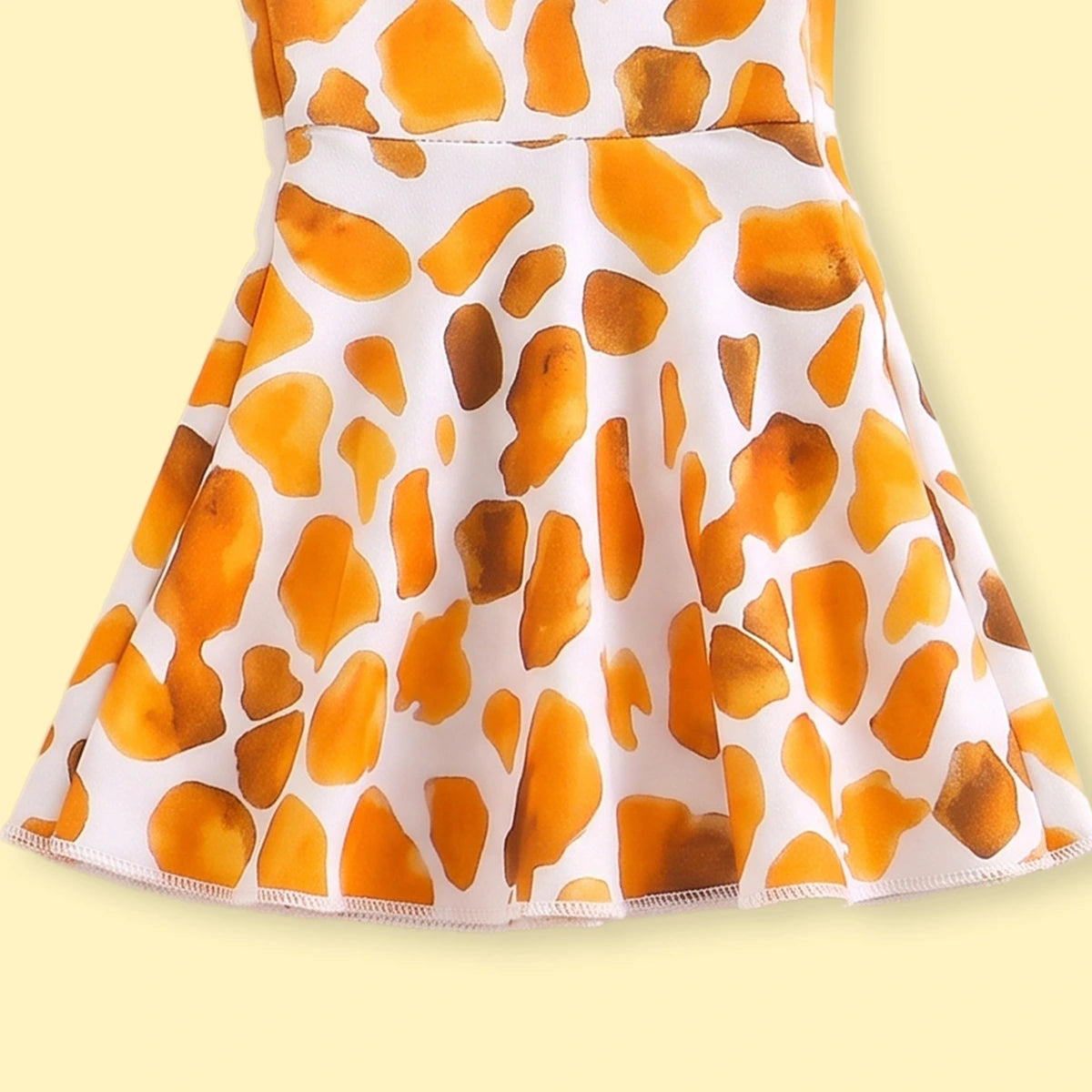 Girls White Giraffe Print T-Shirt With Flared Pants Sets 2 pc. Sets