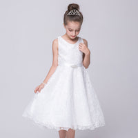Girls White Sleeveless Embroidered Fit & Flare Party Dress Party Dresses