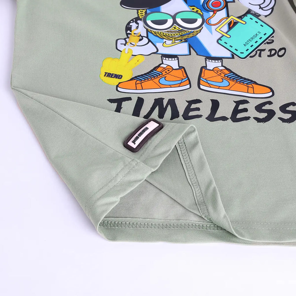 Boys Light Green Graphic Short Sleeve T-Shirt With Elasticated Cargo Shorts Sets Sets