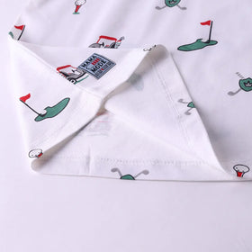 Boys White Golf Print Short Sleeve T-Shirt With Checked Shorts Sets Sets