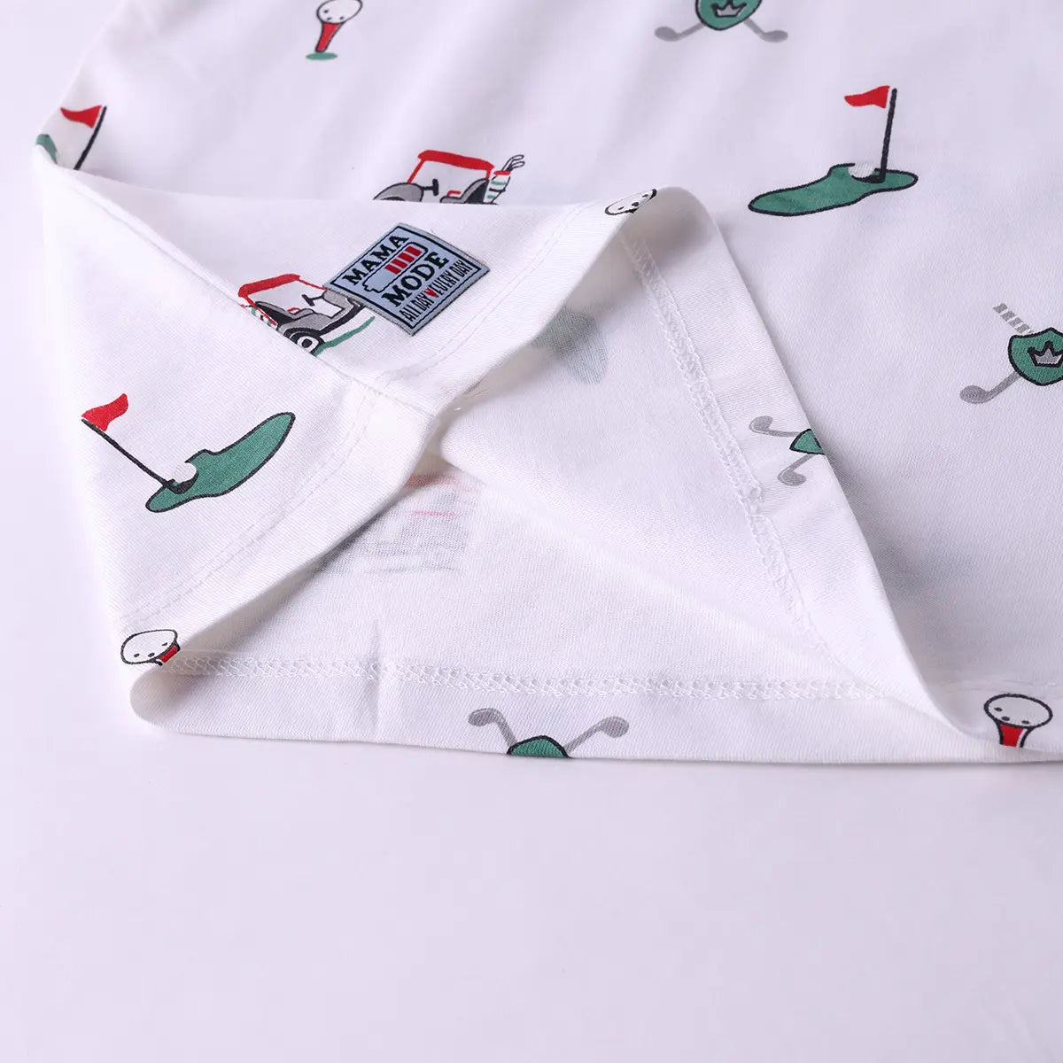 Boys White Golf Print Short Sleeve T-Shirt With Checked Shorts Sets Sets