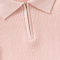 Girls Pink Self-Design Stripes Winter Polo T-Shirt Tshirts