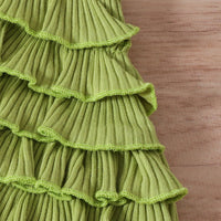 Girls Green Ruffle Crop Top With Denim Shorts Set Sets