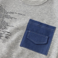 Boys Grey Typographic Printed Sweatshirt With Denim Pants Set Sets