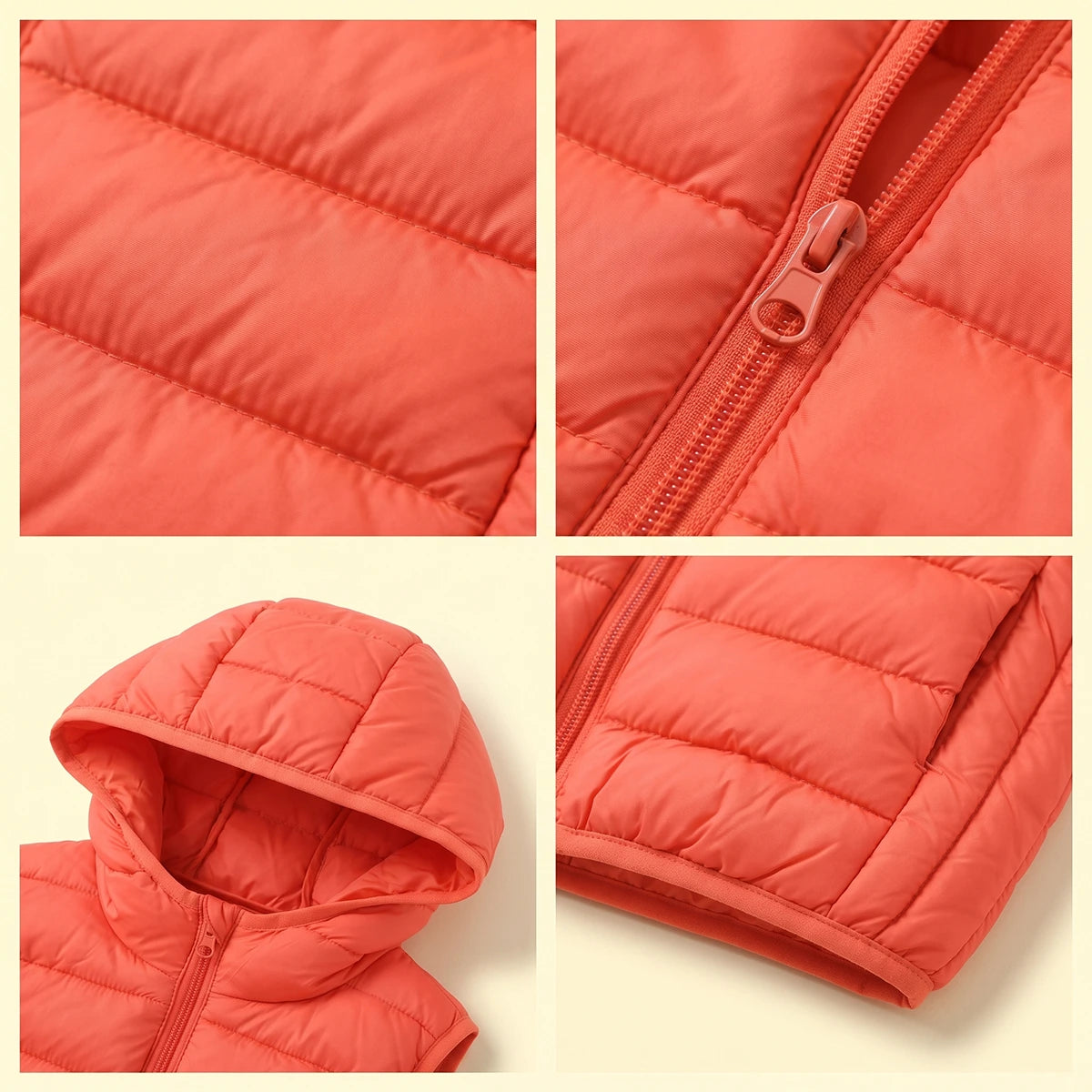 Girls Orange Sleeveless Hooded Puffer Jacket Coats & Jackets