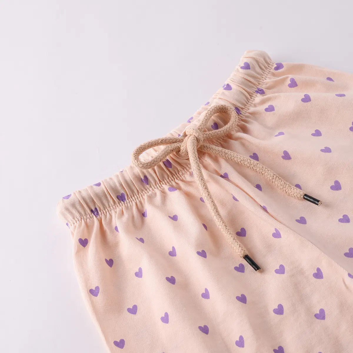 Girls Lilac Animal Graphic Short Sleeves Top With Polka Dot Elasticated Shorts Sets Sets