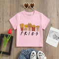 Girls Pink Fries Graphic Short Sleeve T-Shirt Tshirts Pink 1-2 Y