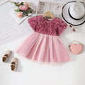 Girls Peach Floral Appliqued Fit & Flare Party Wear Dress Party Dresses Peach 3-4 Y