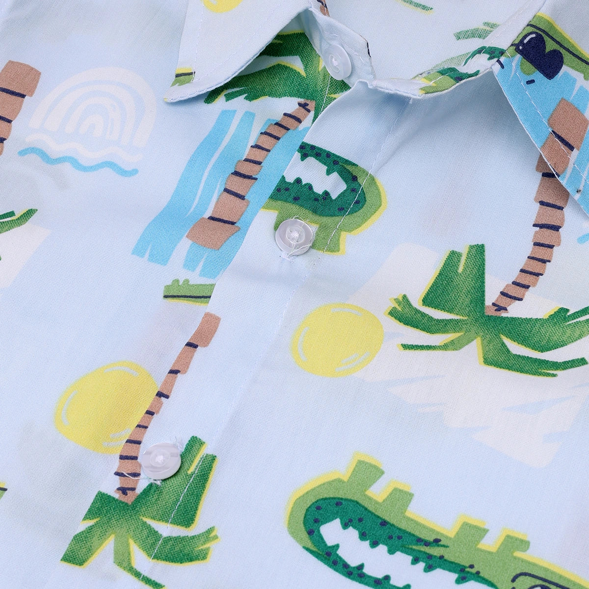 Boys Blue Tropical Print Shirt With Graphic T-Shirt And Elasticated Shorts Sets 3 pc. Sets