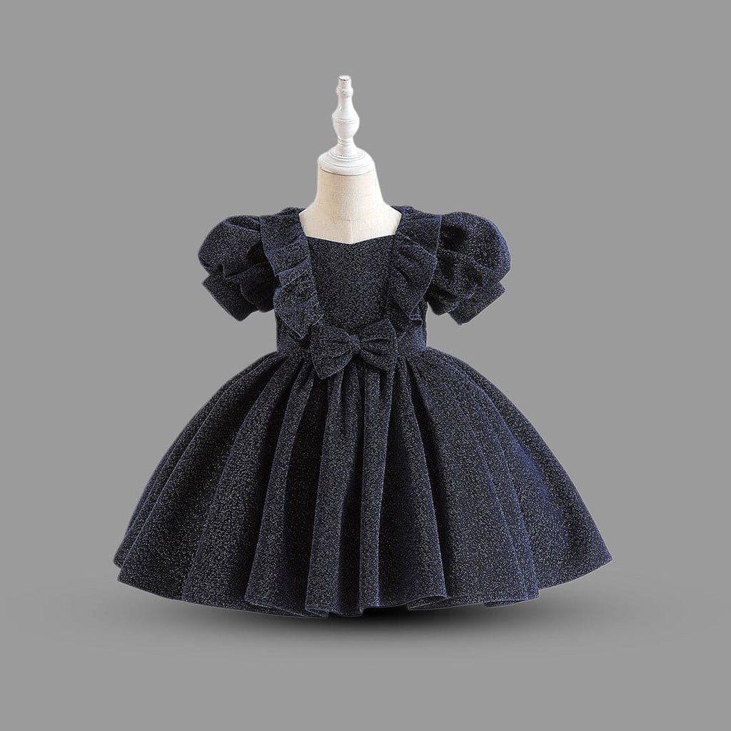 Girls Puff Sleeve Fit & Flare Party Dress