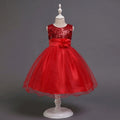 Girls Red Sequin Embellished Fit & Flare Party Wear Dress Party Dresses Red 2-3 Y