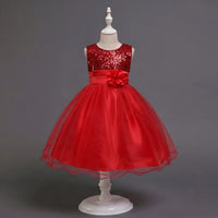 Girls Red Sequin Embellished Fit & Flare Party Wear Dress Party Dresses Red 2-3 Y