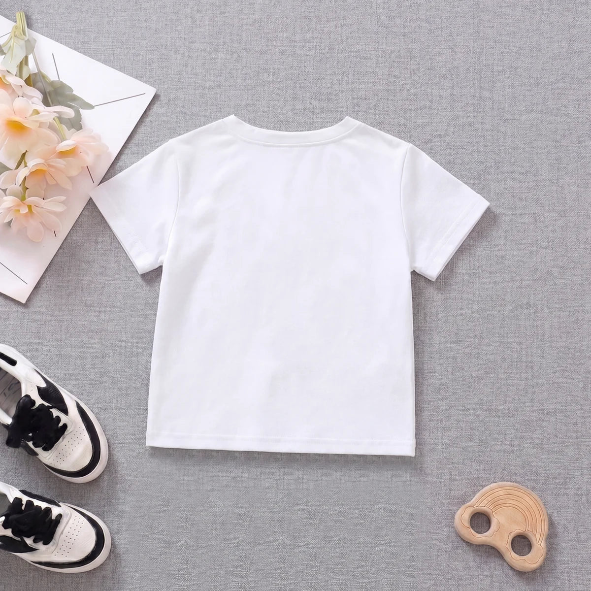 Girls White Kuromi Cartoon Printed Short Sleeve T-Shirt Tshirts