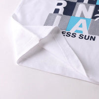 Boys Blue California Printed Vest With Printed Drawstring Shorts Sets Sets