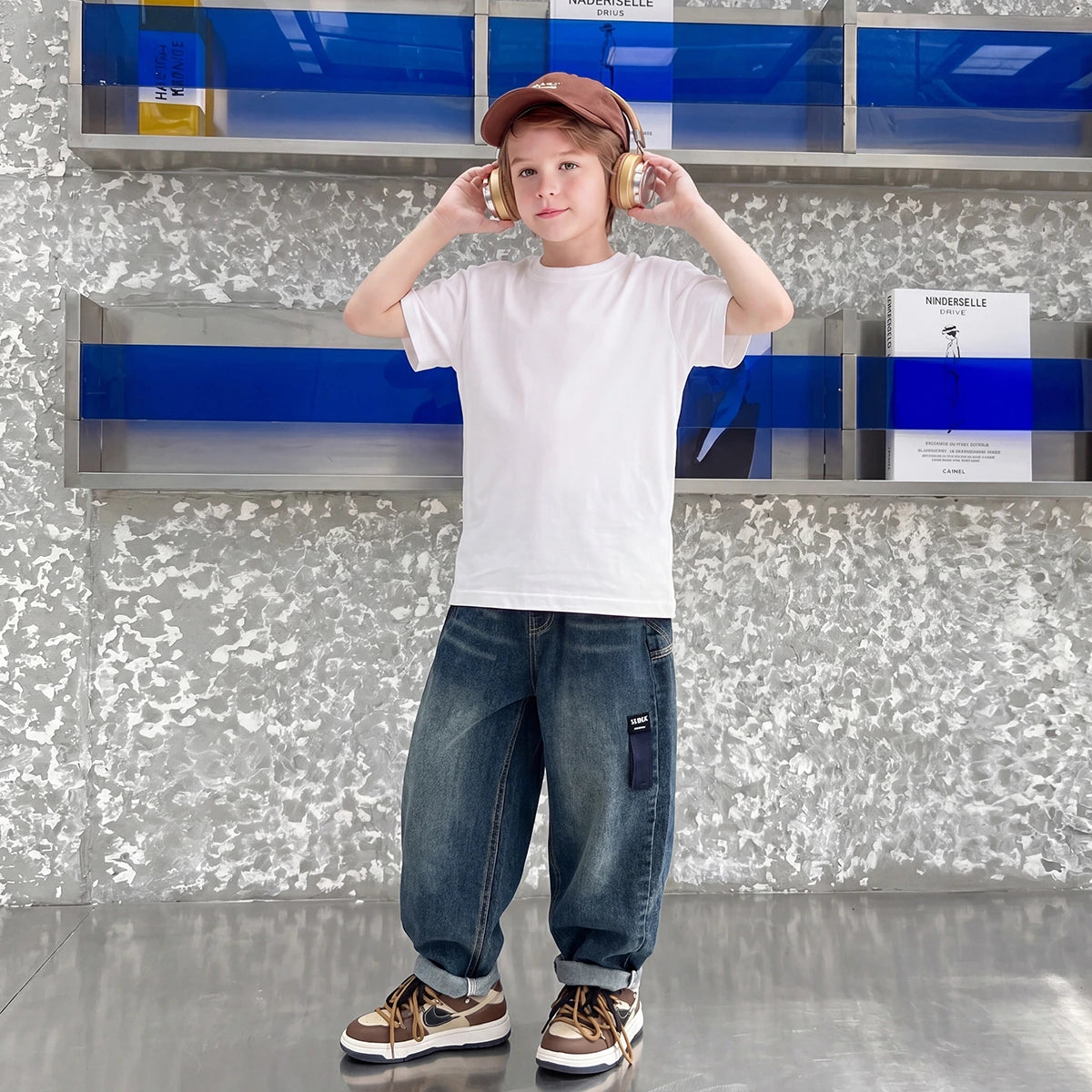 Boys Blue Relaxed Fit Ankle Length Denim Jeans Pants Blue 3-4 Y