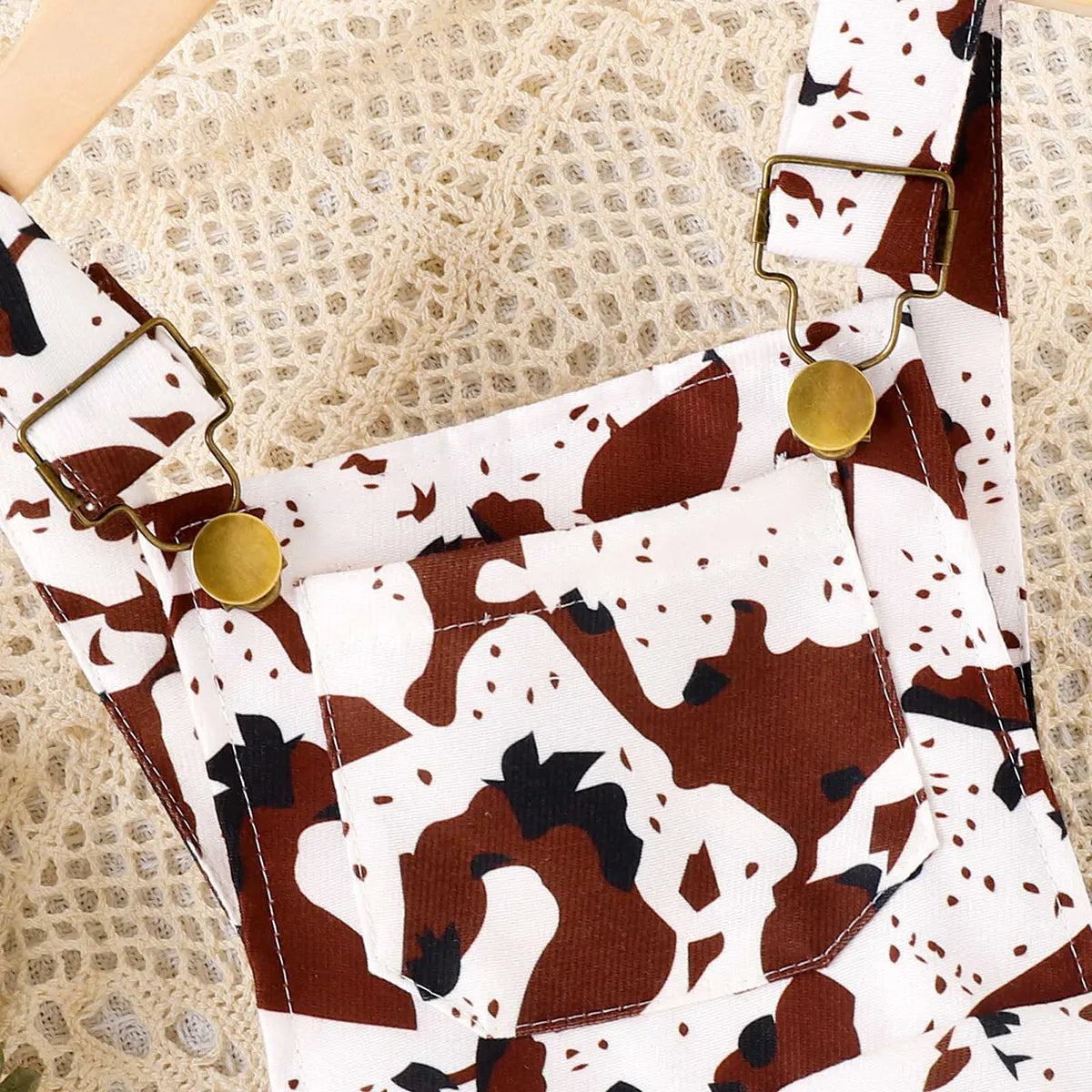 Girls Brown Animal Print Adjustable Strap Dungaree Jumpsuits