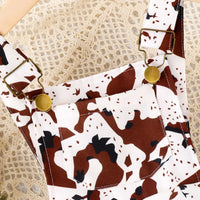 Girls Brown Animal Print Adjustable Strap Dungaree Jumpsuits