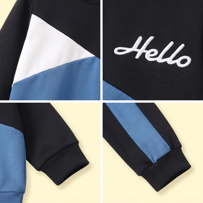 Boys Black Colourblocked Sweatshirt & Joggers Sets 2 pc. Sets