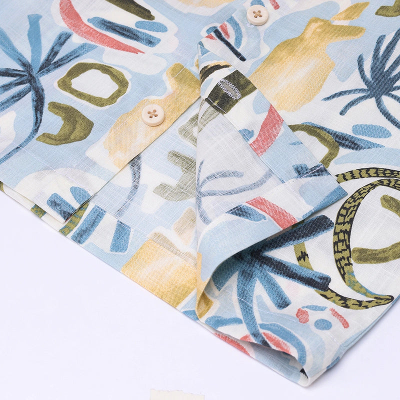 Boys White Abstract Print Short Sleeve Shirt With Graphic T-Shirt And Elasticated Shorts Sets 3 pc. Sets