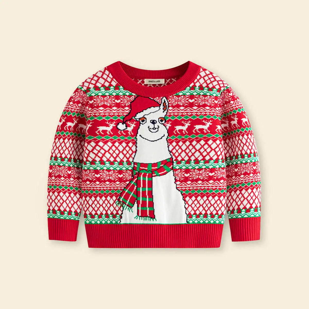 Boys Red Self-Design Christmas Jacquard Knit Sweater Sweaters & Cardigans