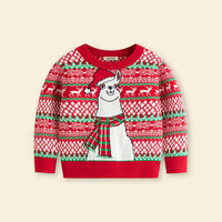 Boys Red Self-Design Christmas Jacquard Knit Sweater Sweaters & Cardigans