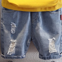 Boys Yellow Short Sleeve Polo T-Shirt With Denim Shorts Sets 2 pc. Sets